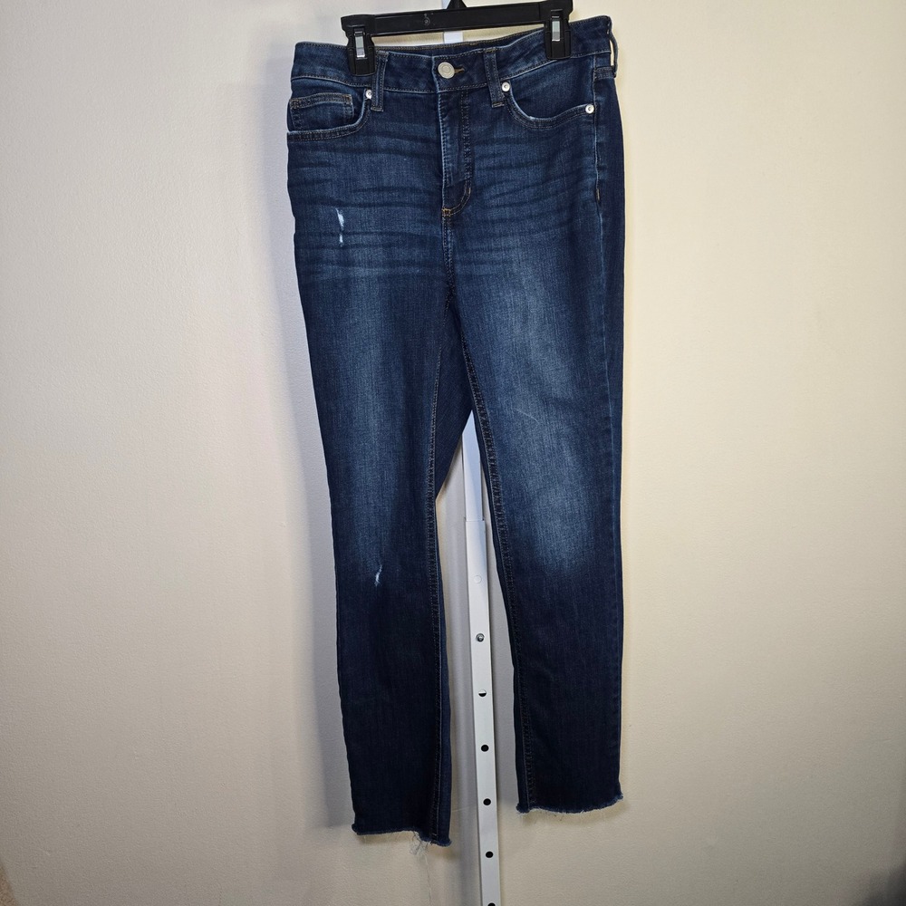 Lauren Conrad Skinny Ankle Jeans Women 6 Dark Wash Distressed Frayed Hem